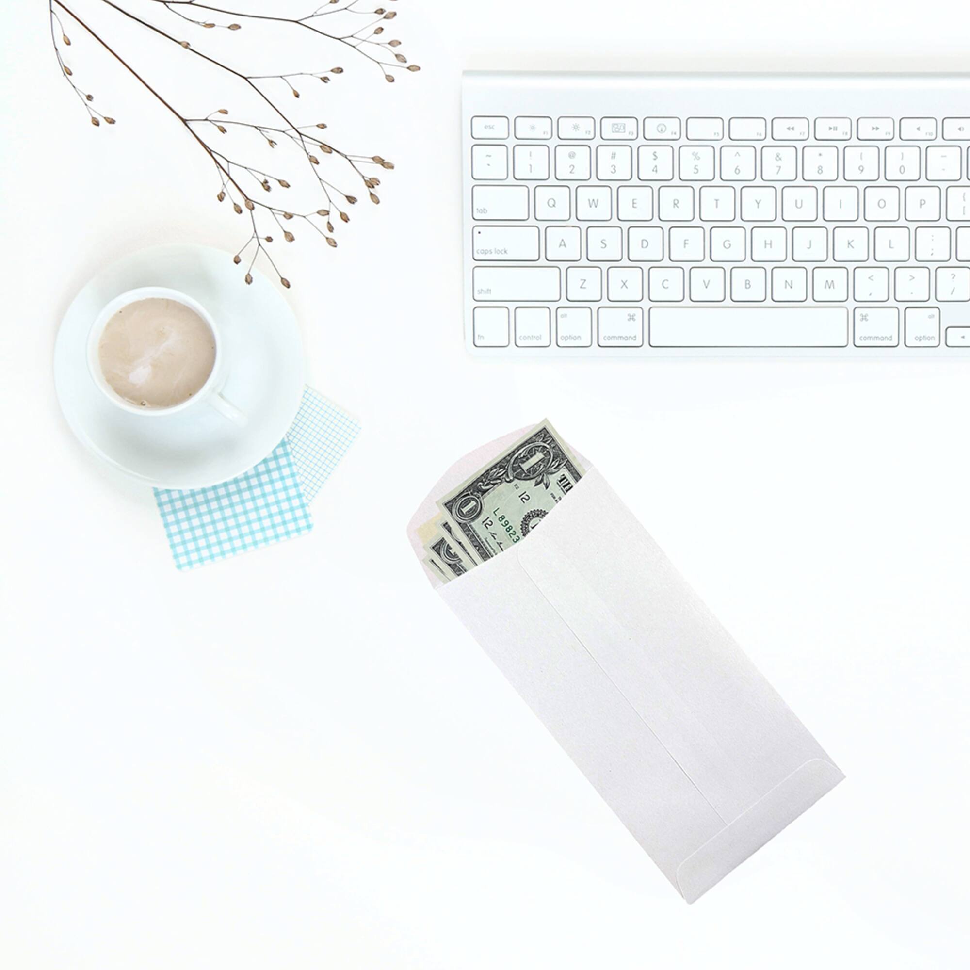 JAM Paper 3.5" x 6.5" White Coin Business Envelopes